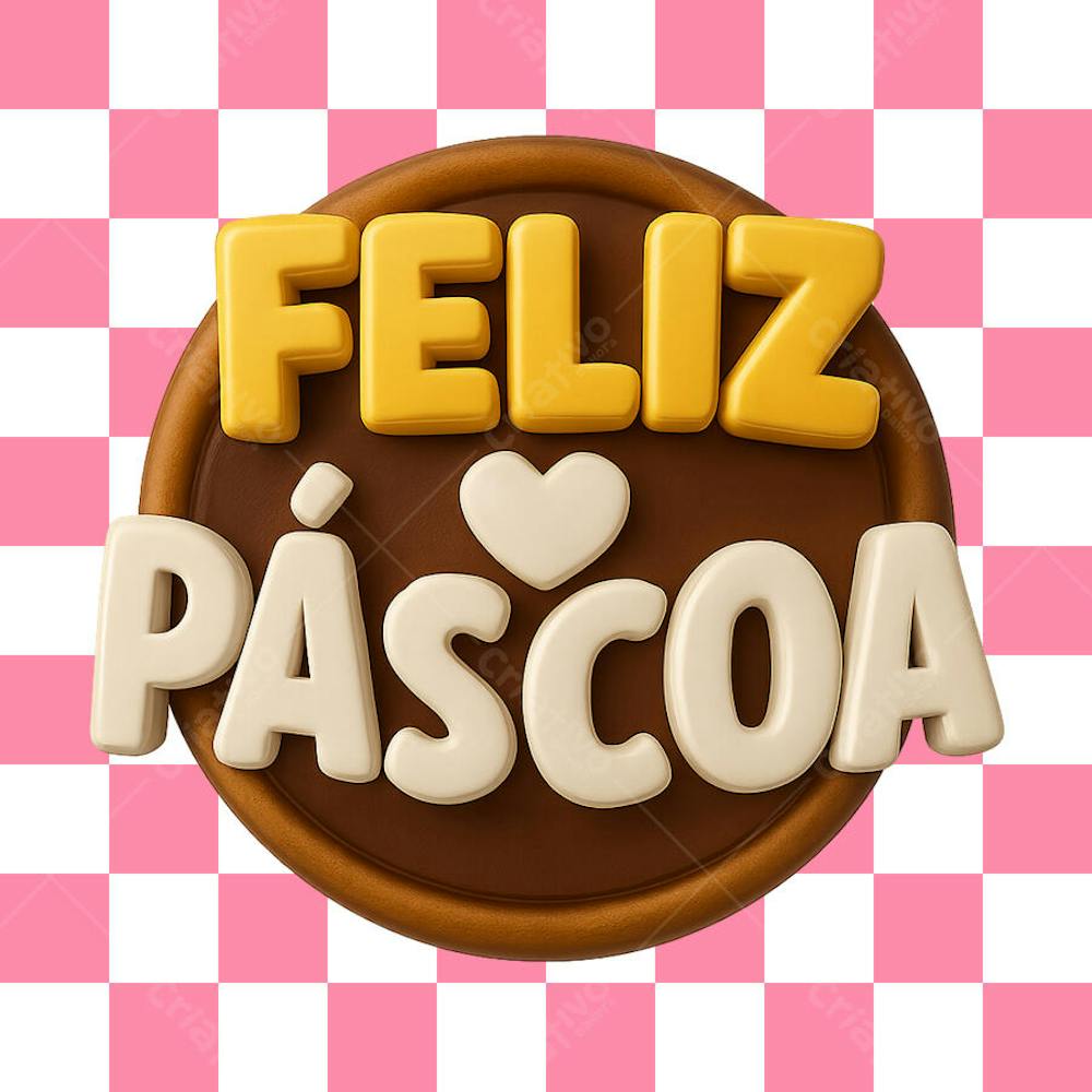 Selo 3D de Páscoa com tema de Feliz Páscoa.