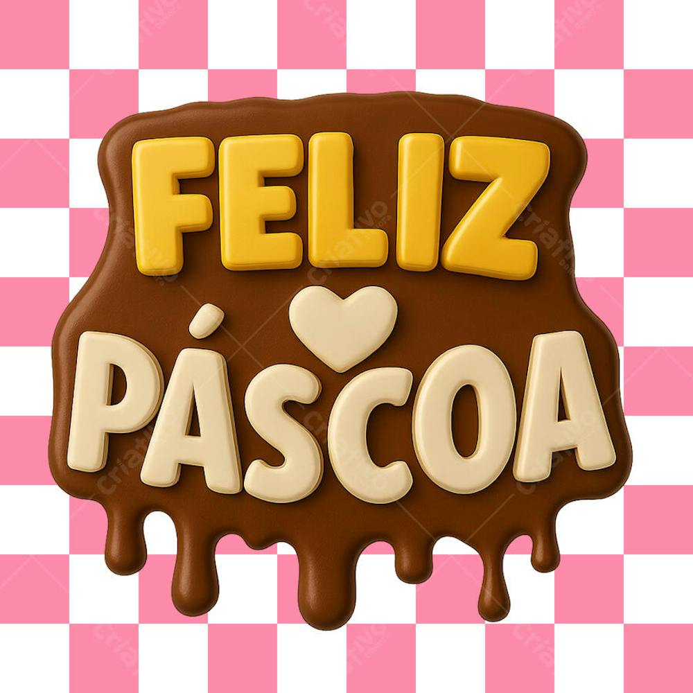Selo 3D de Páscoa com tema de Feliz Páscoa.