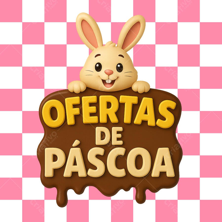 Banner Páscoa Coelho PNG com fundo transparente
