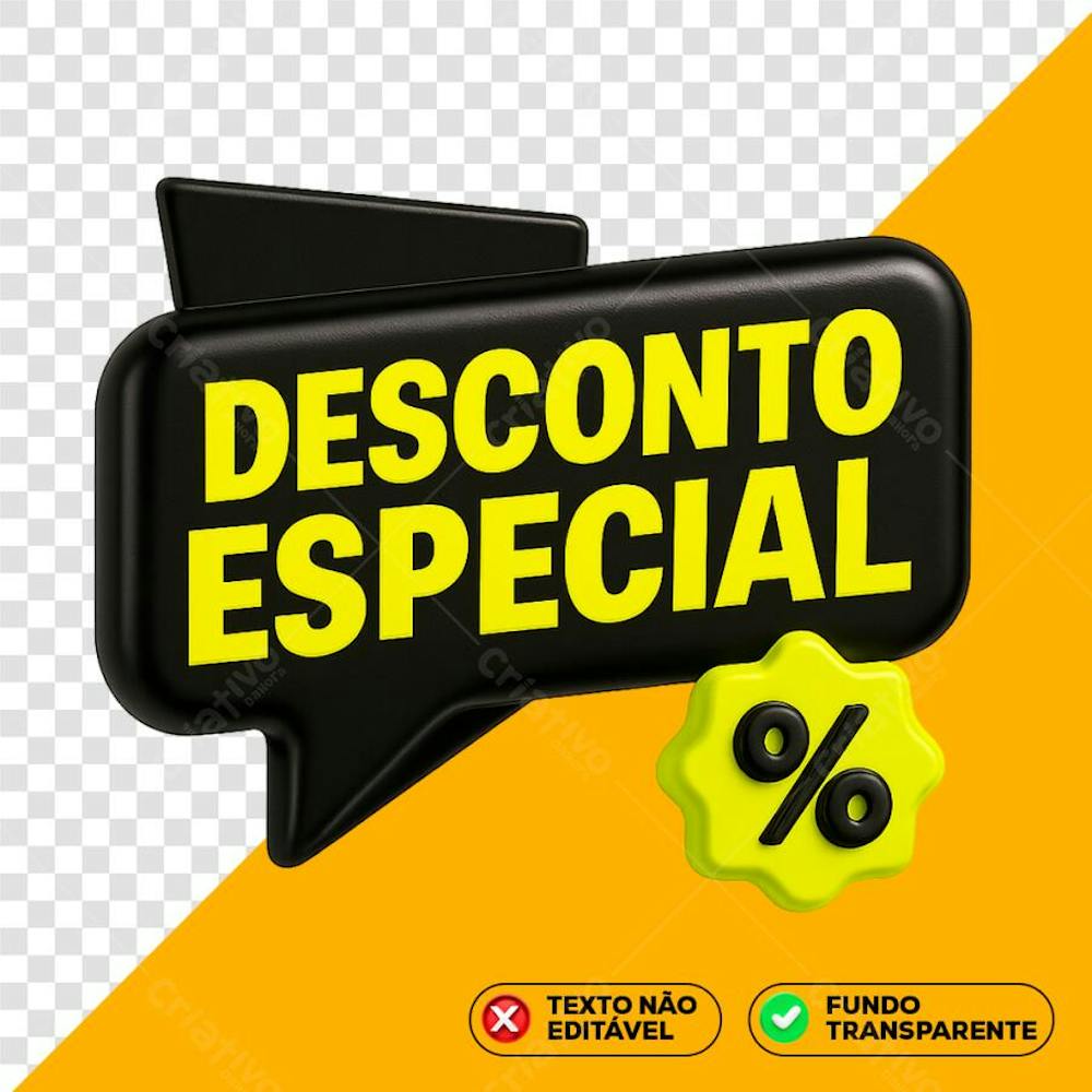 Selo 3D Desconto Especial Preto