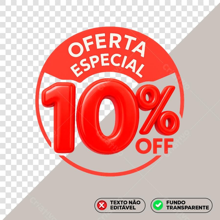 Banner Desconto 10% OFF PNG com fundo transparente