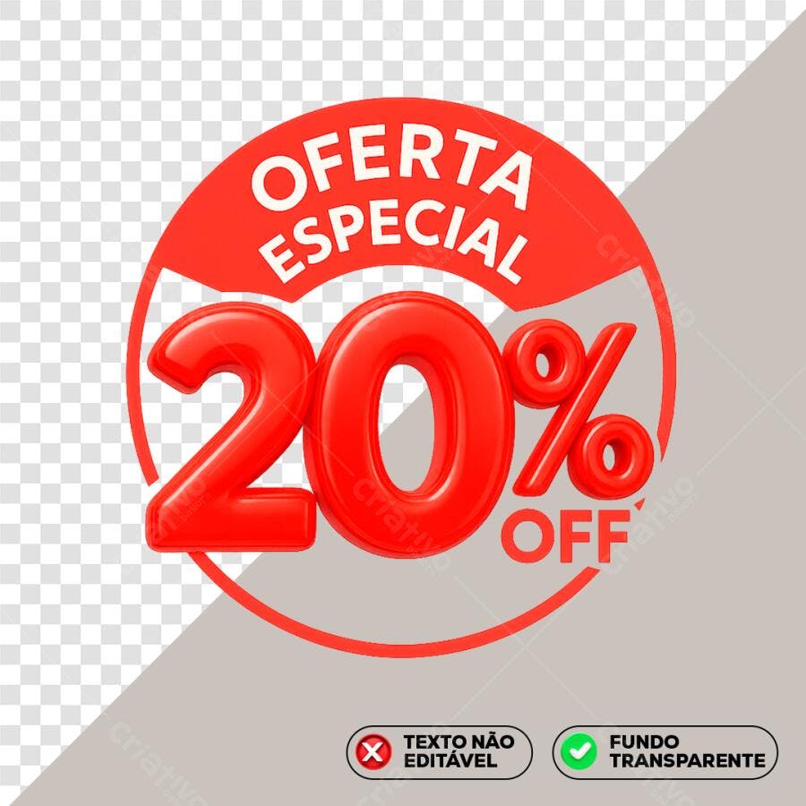 Banner 20% OFF Vermelho PNG com fundo transparente