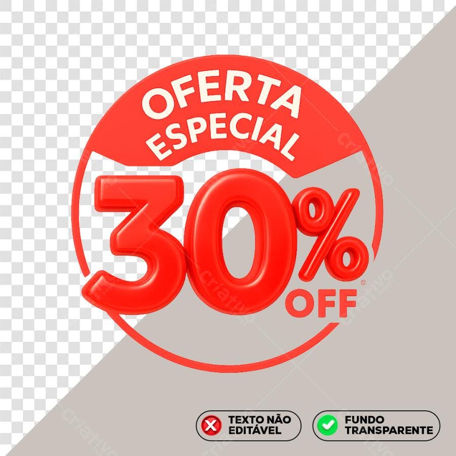 Banner 30% OFF PNG com fundo transparente