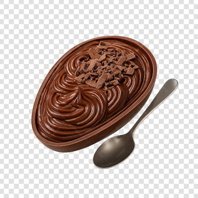 Ovo de chocolate com colher png transparente