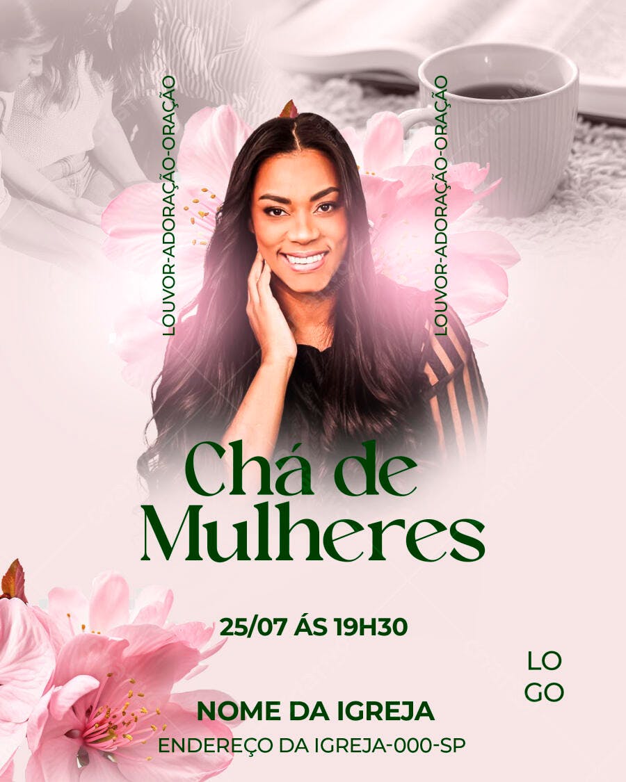 Flyer Chá de Mulheres 25/07 PSD Editável