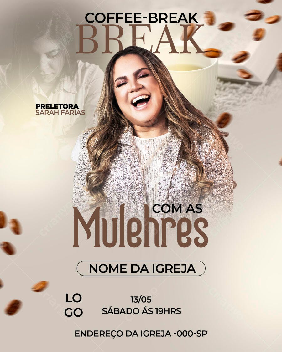 Flyer para Evento de Mulheres Coffee Break PSD Editável