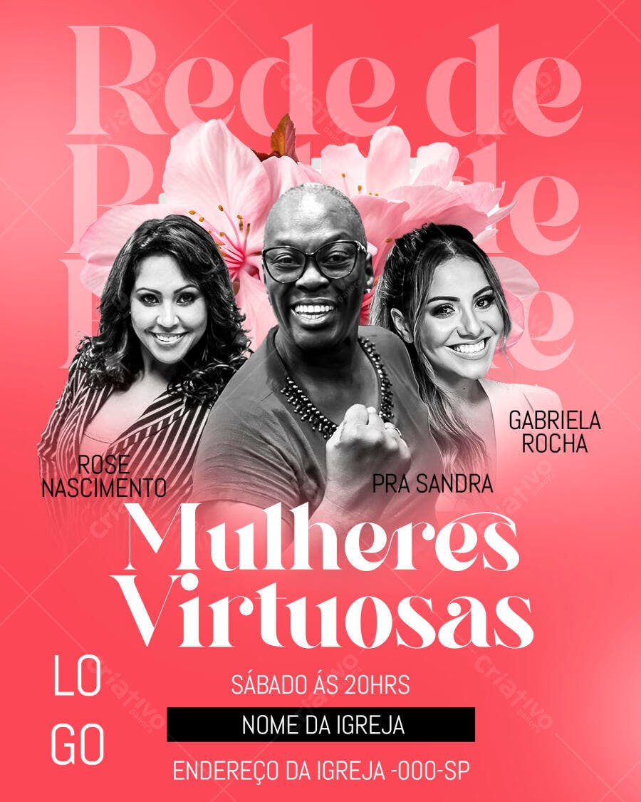 Flyer para Evento Mulheres Virtuosas PSD Editável
