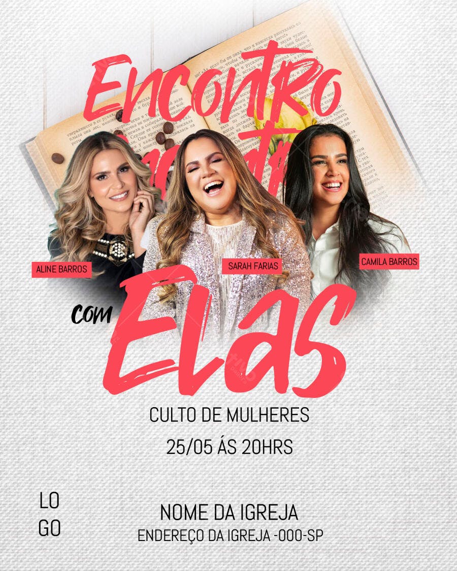 Flyer para Culto de Mulheres PSD Editável