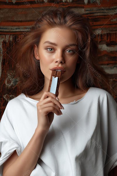 modelo mulher com chocolate na mão loira e morena jovem para criar flyer (2)