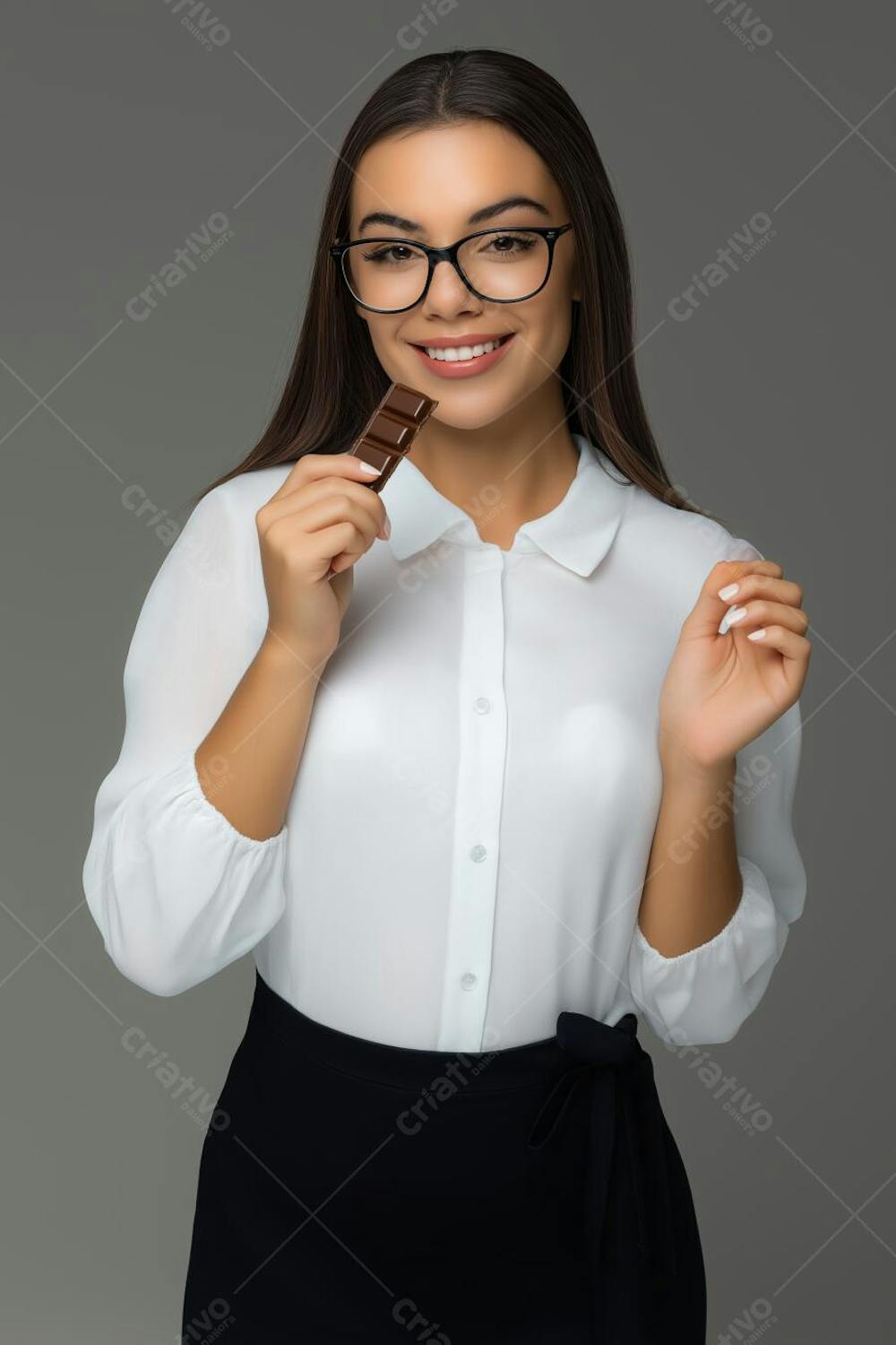 foto de mulher realista mulher jovem comendo chocolate (6)