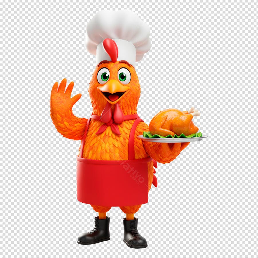 Mascote Frango Chef Dia dos Pais PSD Editável