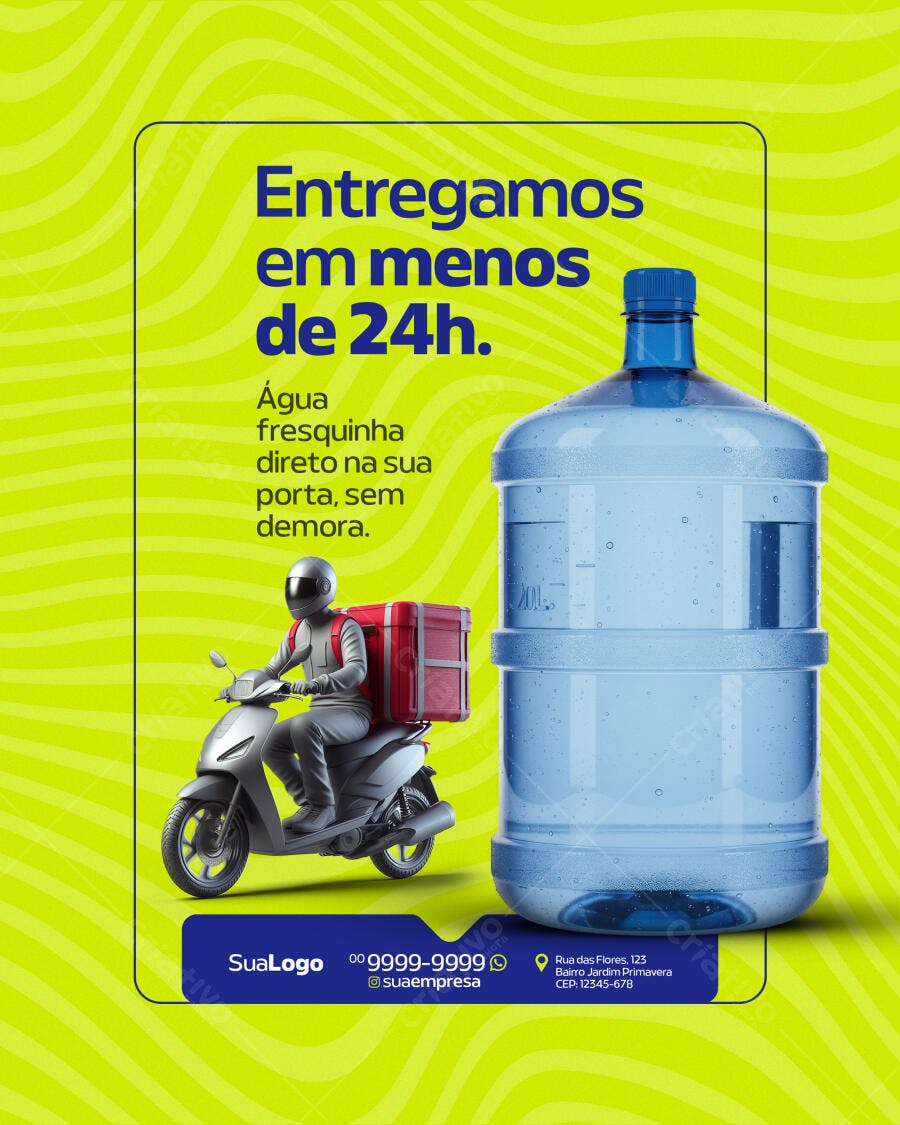 Flyer Entrega de Água PSD Editável