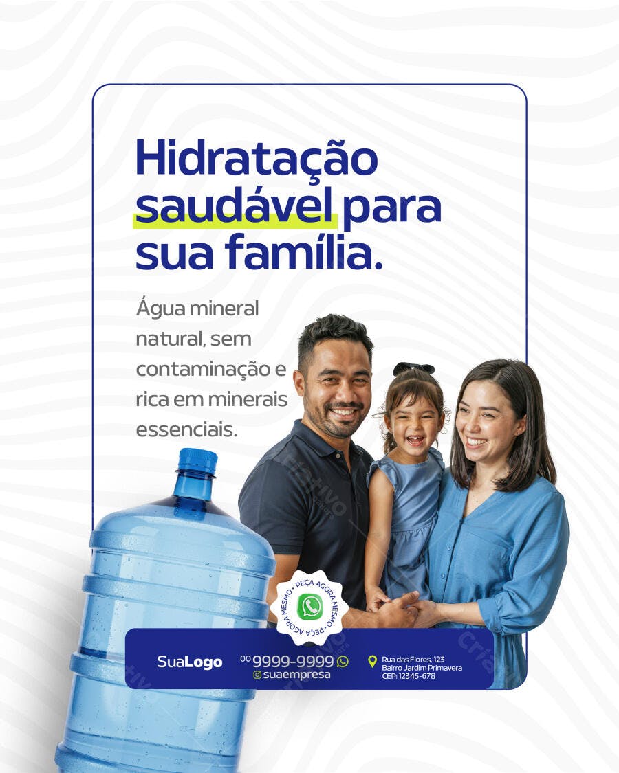 Flyer Água Mineral Família PSD Editável