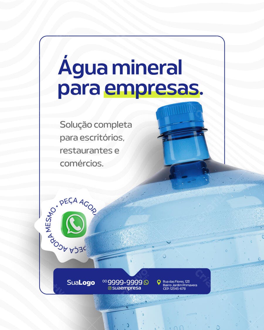 Postagem Instagram Água Mineral para Empresas PSD Editável