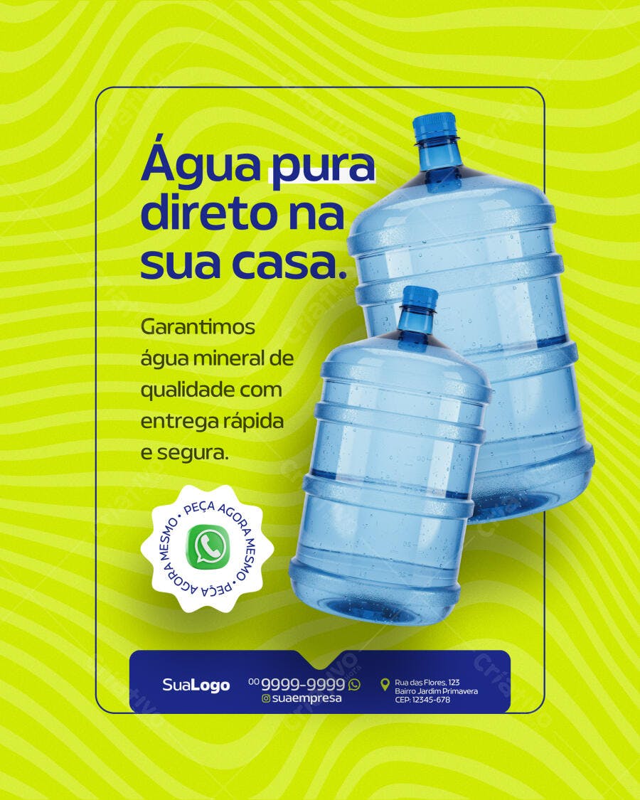 Flyer Entrega de Água PSD Editável