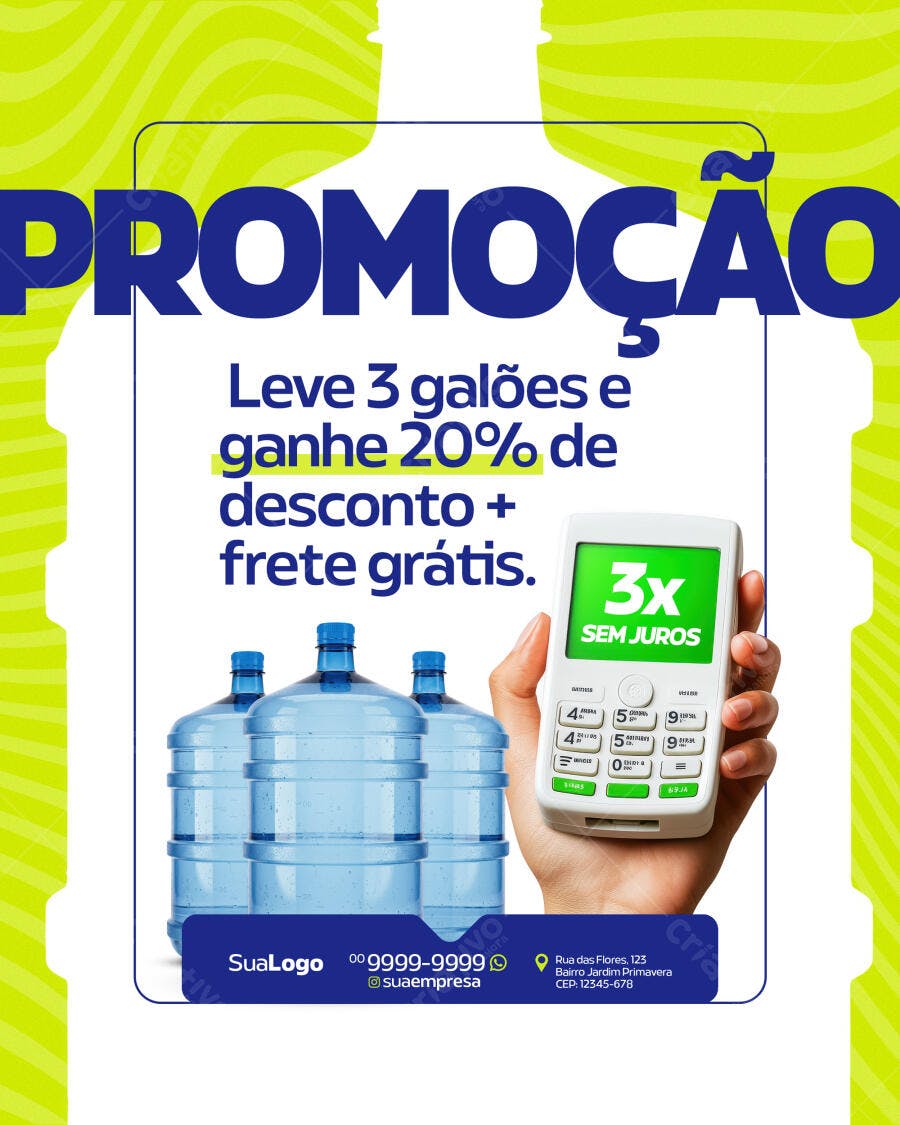 Flyer de Promoção de Água PSD Editável