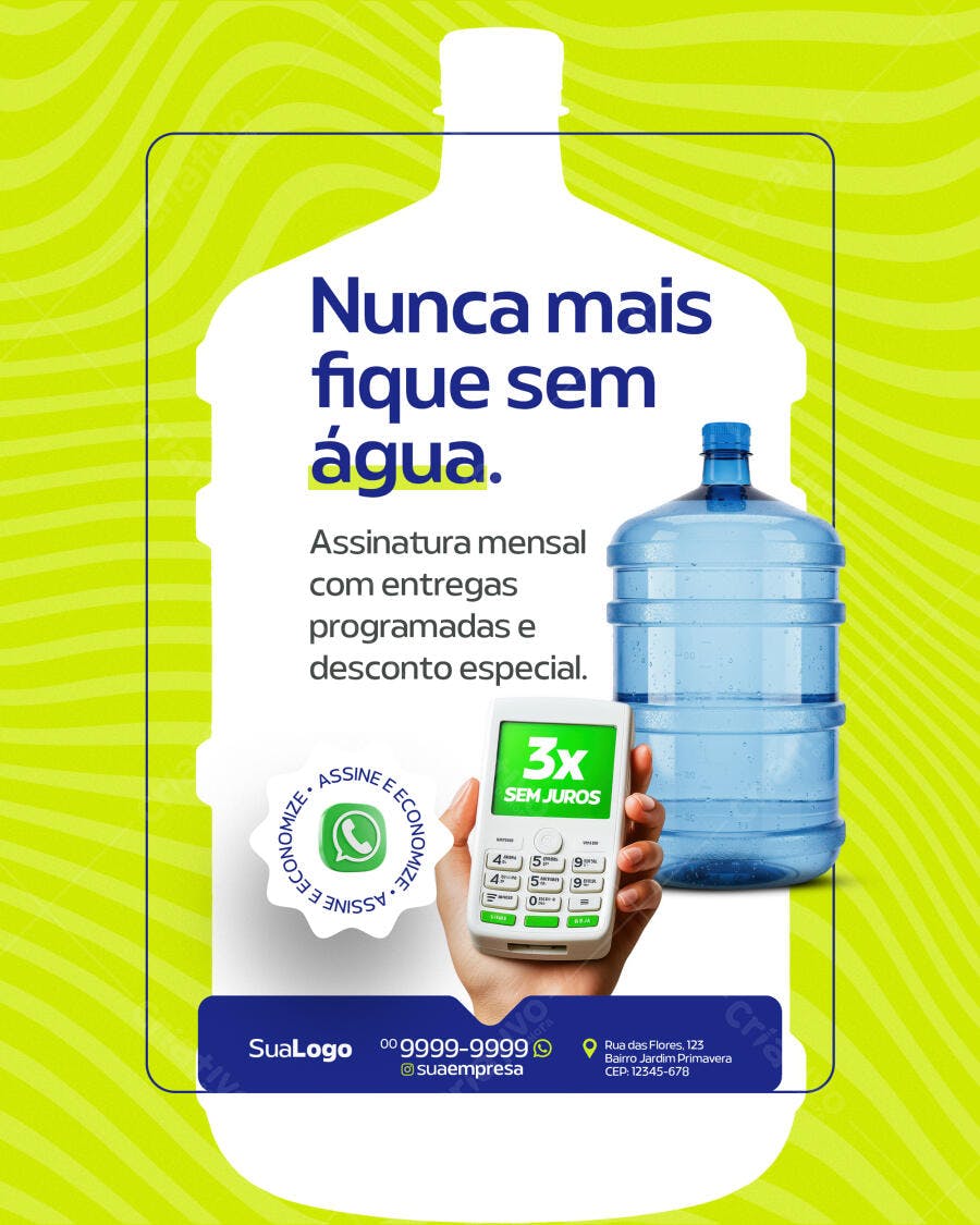 Flyer para Assinatura de Água PSD Editável