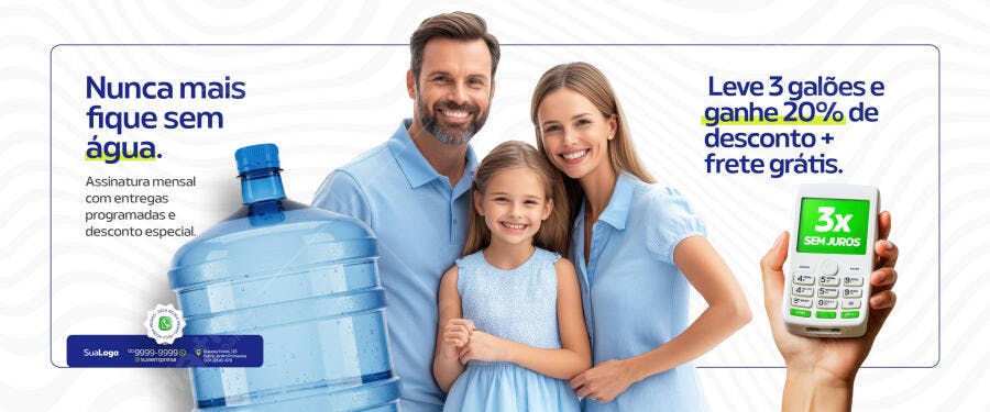 Banner Entrega Água Família PSD Editável