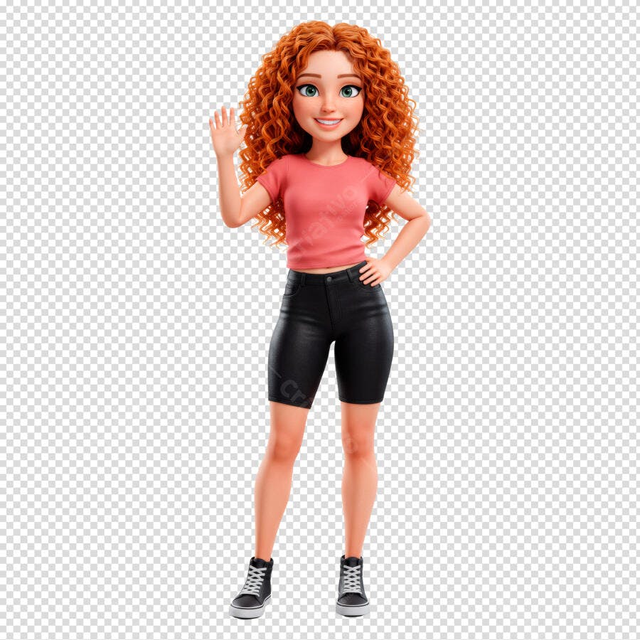 PSD Personagem Feminina Cartoon para Redes Sociais PSD Editável