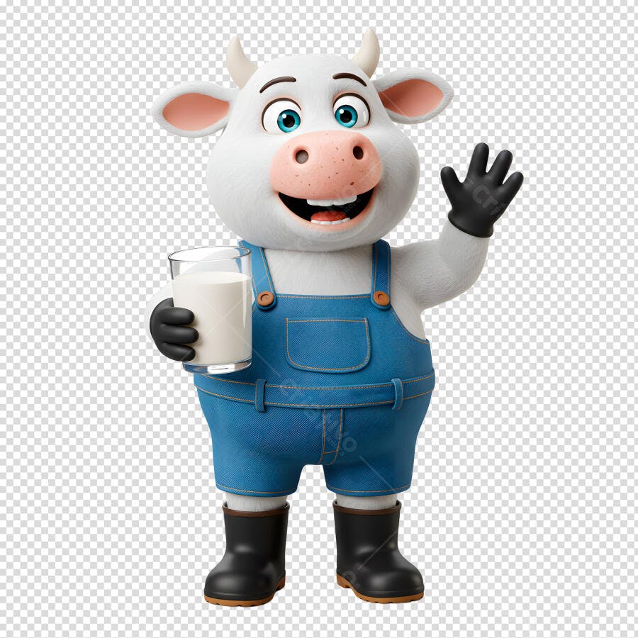 Mascote Vaca Dia Mundial do Leite PSD Editável