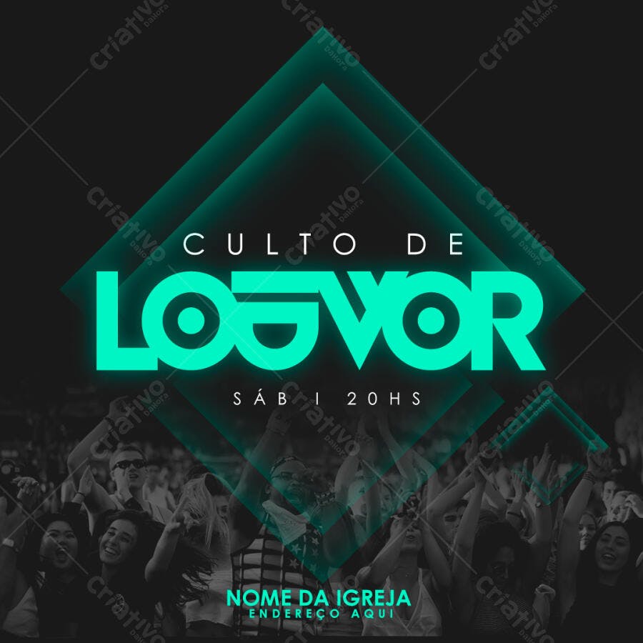 Flyer para Culto de Louvor PSD Editável