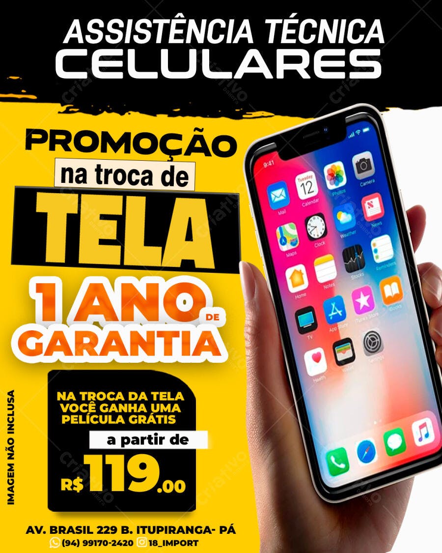 Flyer Promoção Troca de Tela Celular PSD Editável