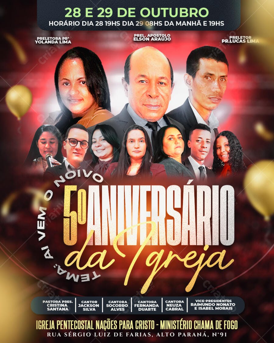 Flyer 5º Aniversário Igreja PSD Editável
