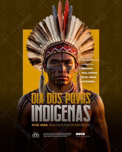 Dia dos Povos Indígenas Índios 19 de Abril social media feed editável (3)