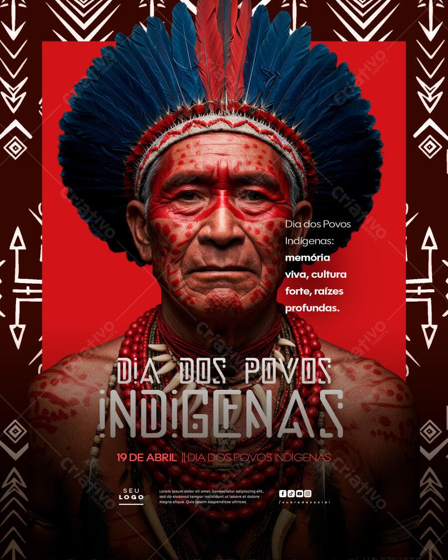 Poster Dia dos Povos Indígenas PSD Editável