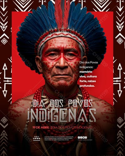 Dia dos Povos Indígenas Índios 19 de Abril social media feed editável (5)