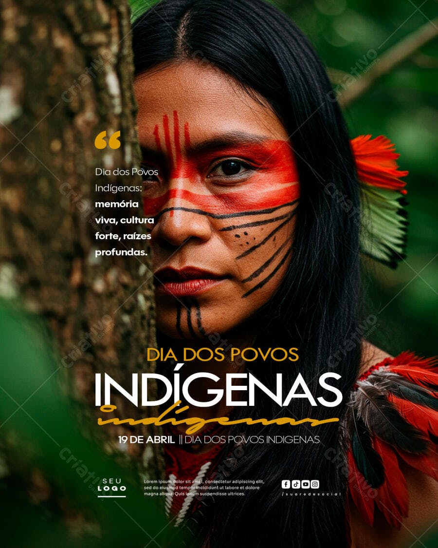 Poster Dia dos Povos Indígenas PSD Editável