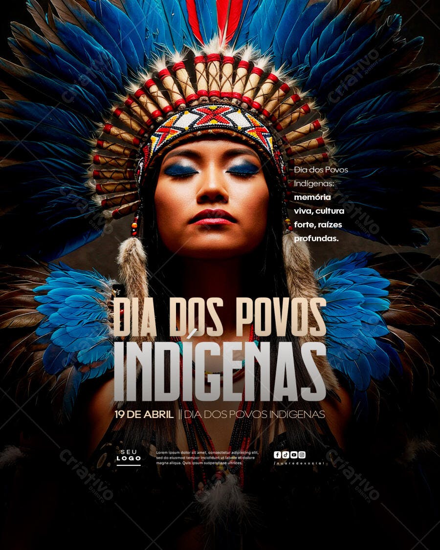 Poster Dia dos Povos Indígenas PSD Editável