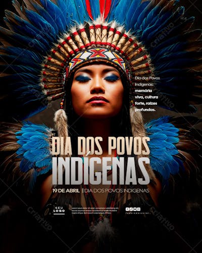 Dia dos Povos Indígenas Índios 19 de Abril social media feed editável (1)