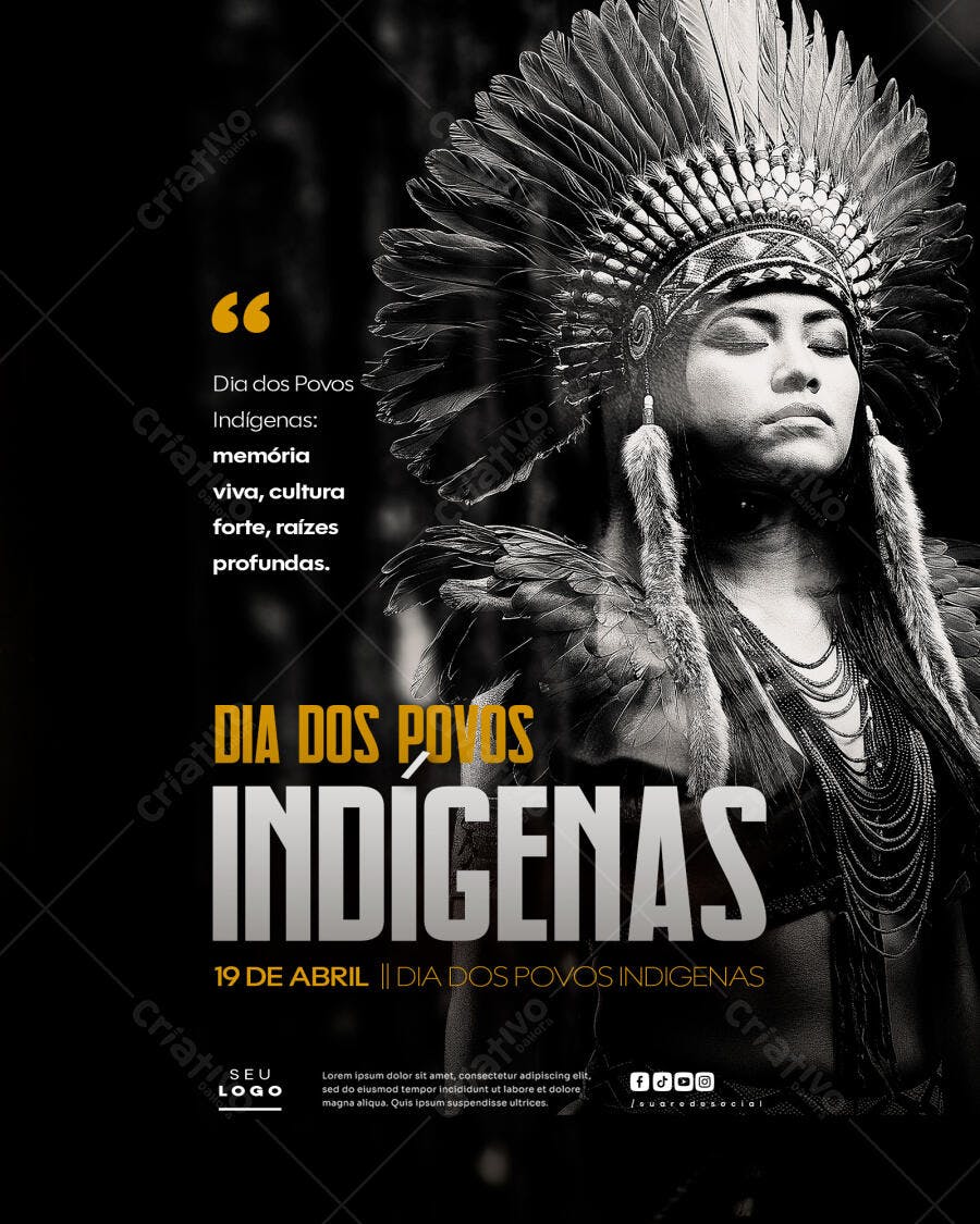 Flyer Dia dos Povos Indígenas 19 de Abril PSD Editável
