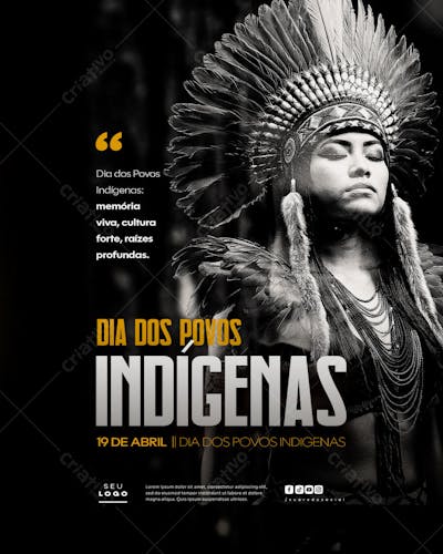Dia dos Povos Indígenas Índios 19 de Abril social media feed editável (2)