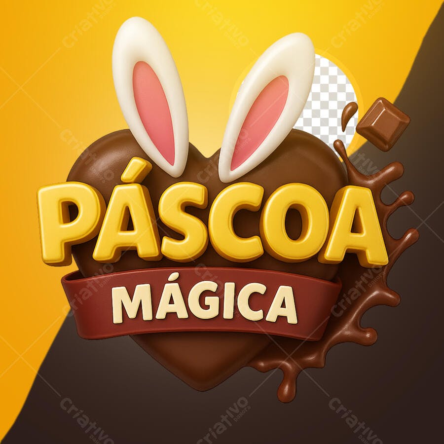 Selo 3D Páscoa Chocolate Marrom e Amarelo