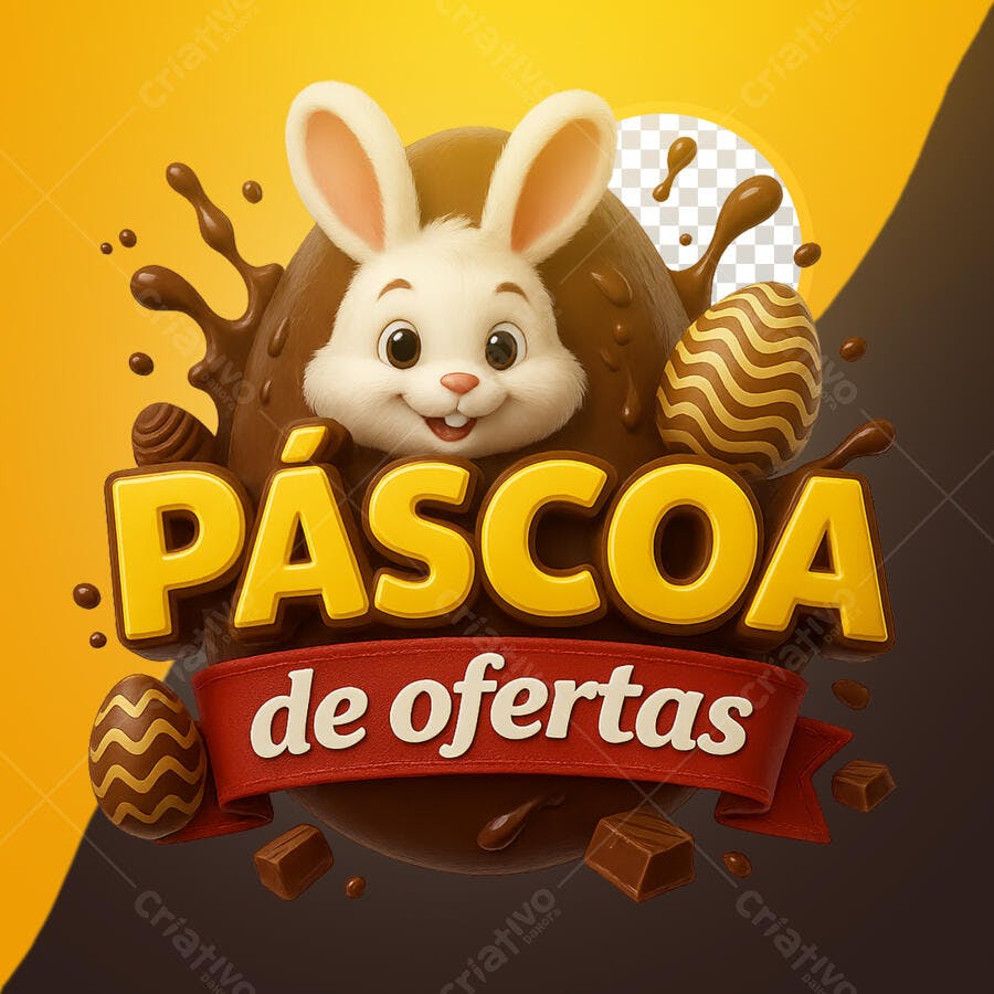 Selo 3D Páscoa Chocolate Marrom e Dourado