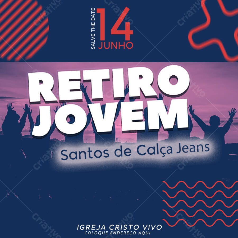 Flyer Retiro Jovem 14 de Junho PSD Editável