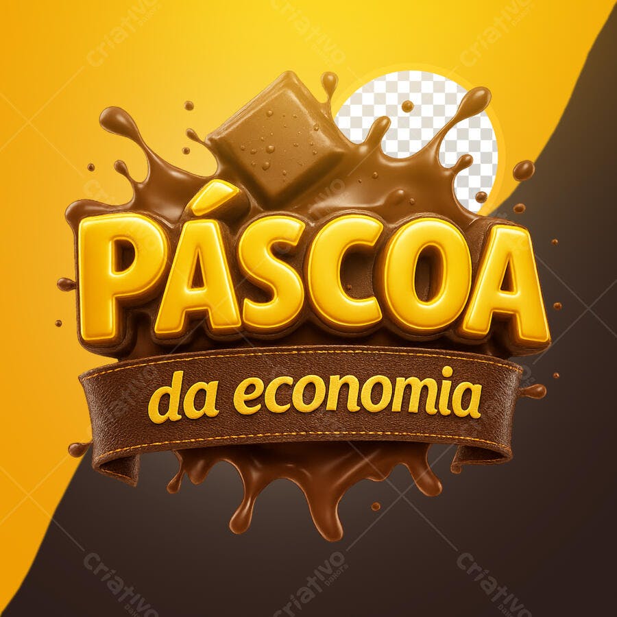 Selo 3D páscoa marrom e dourado chocolate
