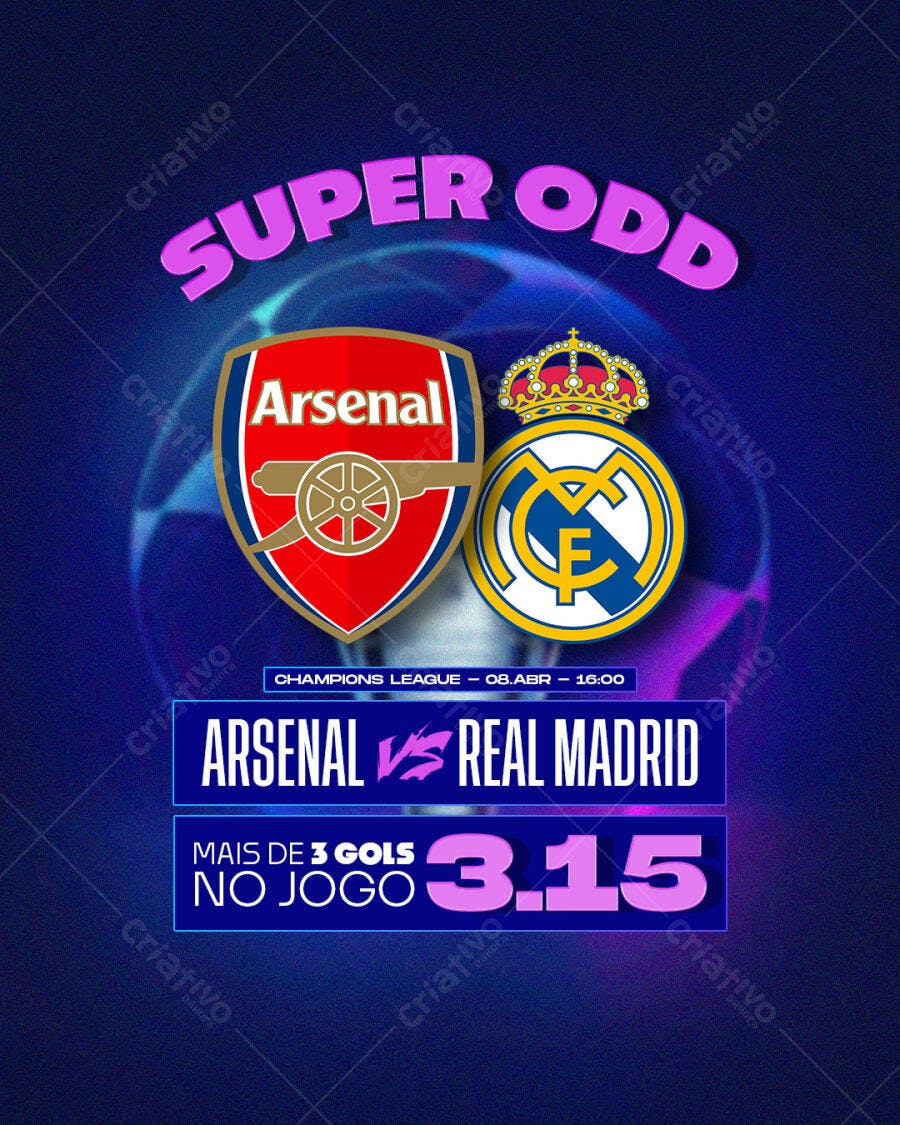 Flyer Arsenal x Real Madrid PSD Editável