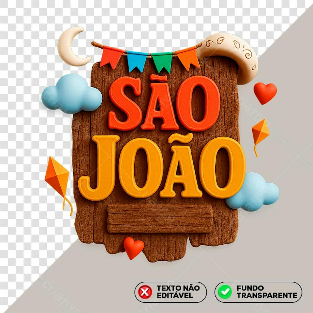 Selo 3D de Arraial São João - Festa Junina PNG