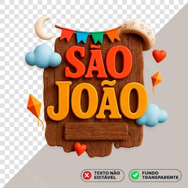 Selo 3D de Arraial São João - Festa Junina PNG