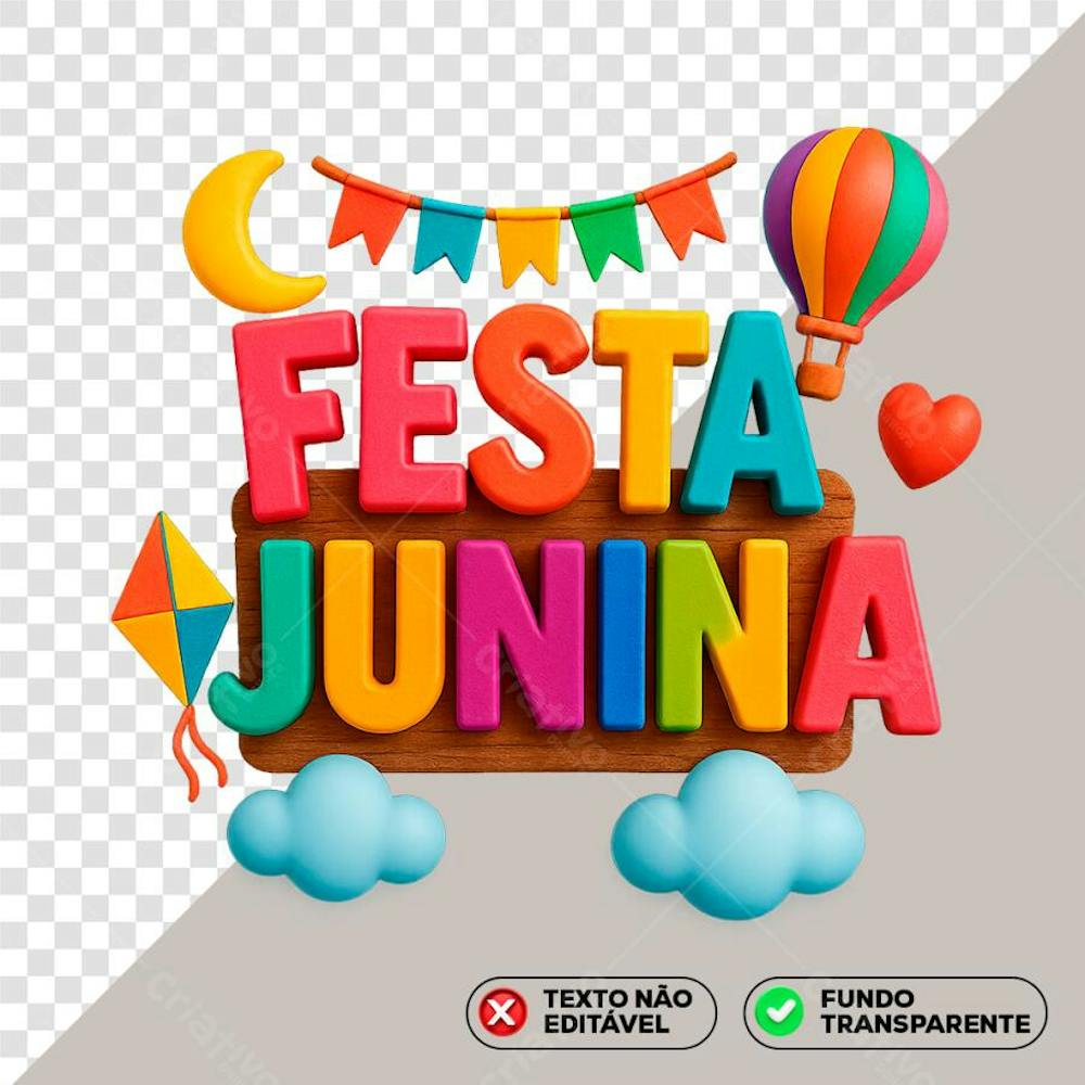 Selo 3D Festa Junina São João PNG