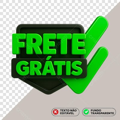 Frete Grátis Selo 3D PNG Verde