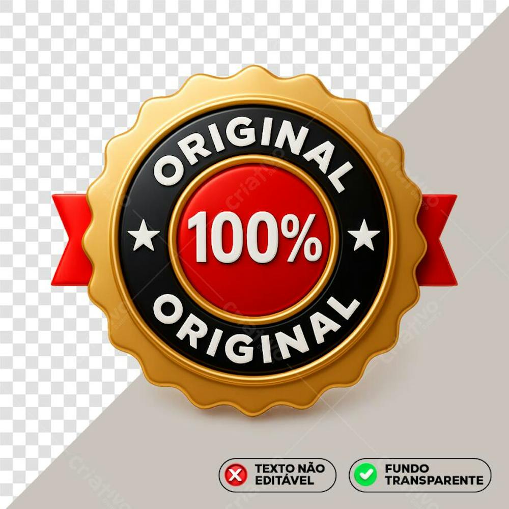 100% Original Selo 3D PNG Dourado Vermelho