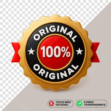 100% Original Selo 3D PNG Dourado Vermelho