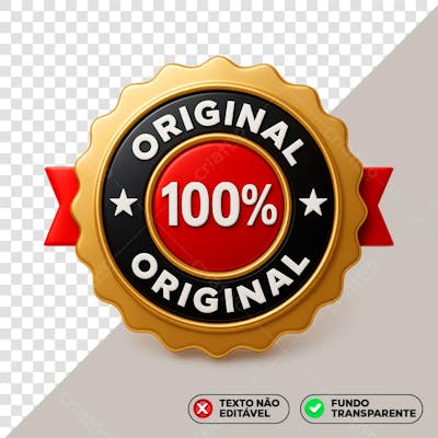 100% Original Selo 3D PNG Dourado Vermelho