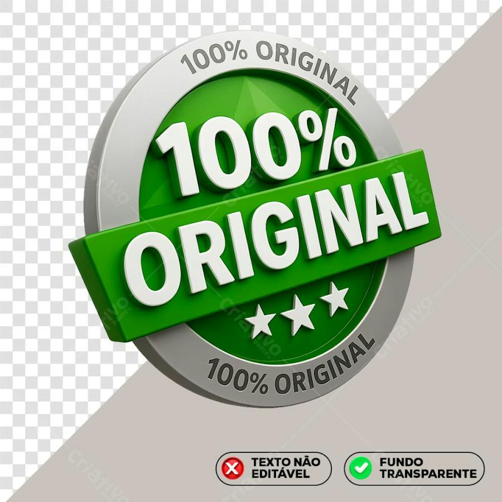 100% Original Selo 3D PNG Verde