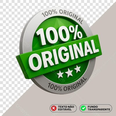 100% Original Selo 3D PNG Verde
