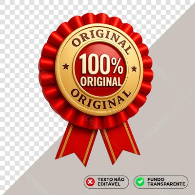 100% Original Selo 3D PNG Vermelho